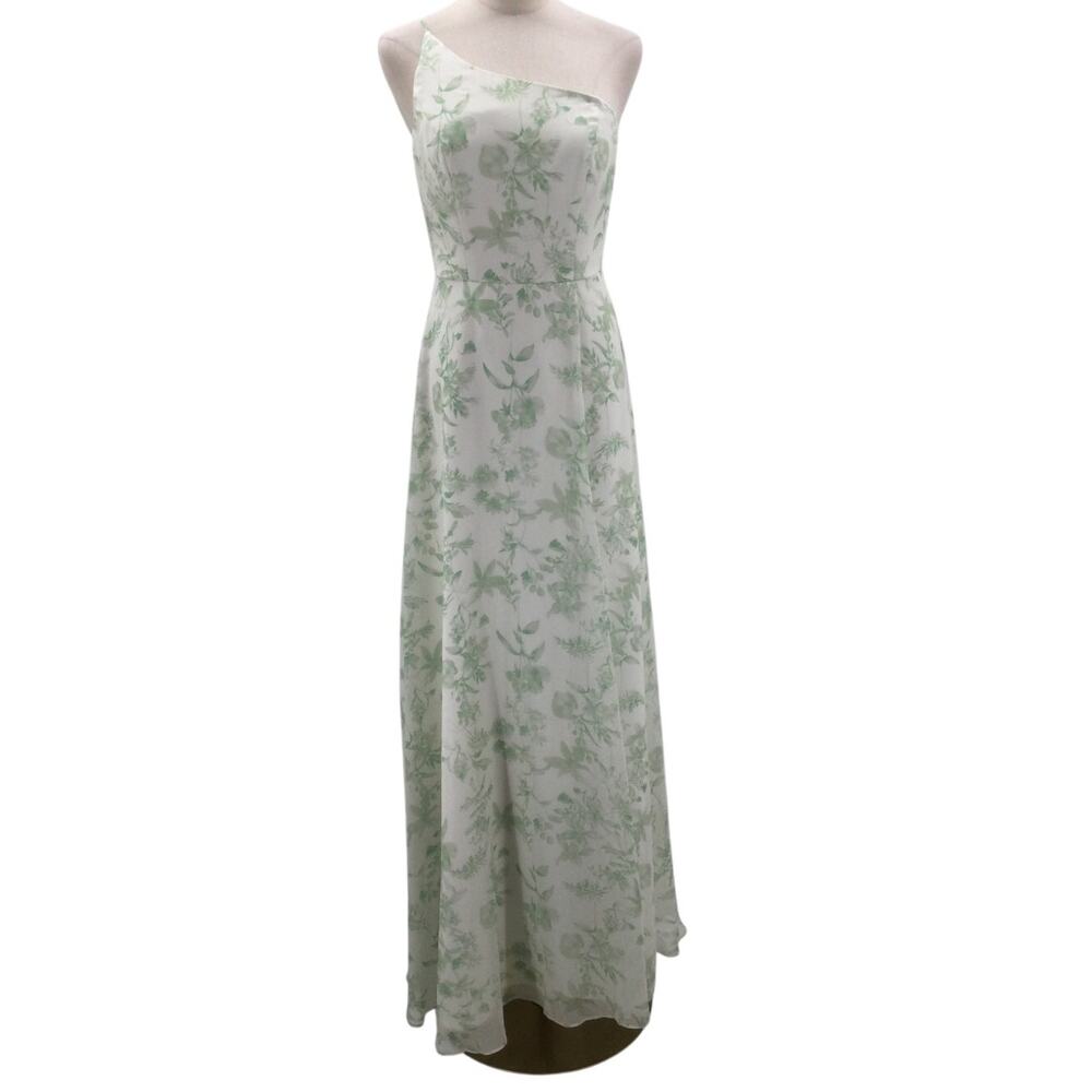 AW BRIDAL 4 S white green floral Janey bridesmaid cocktail maxi dress NEW B42